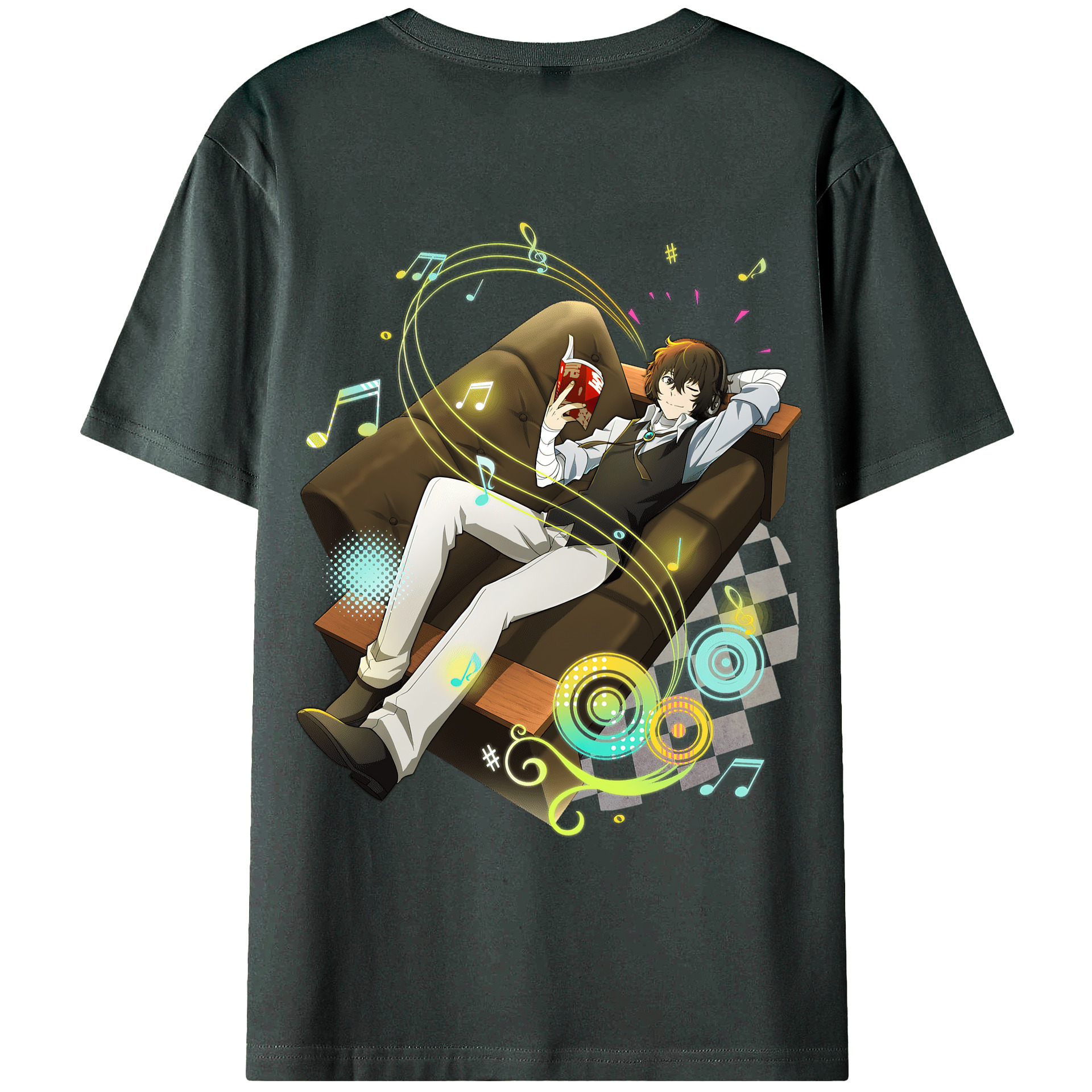 （画像用） 文豪ストレイドッグス Bungo Stray Dogs 綿100％ メンズ半袖Tシャツ（バックプリント） 通気性